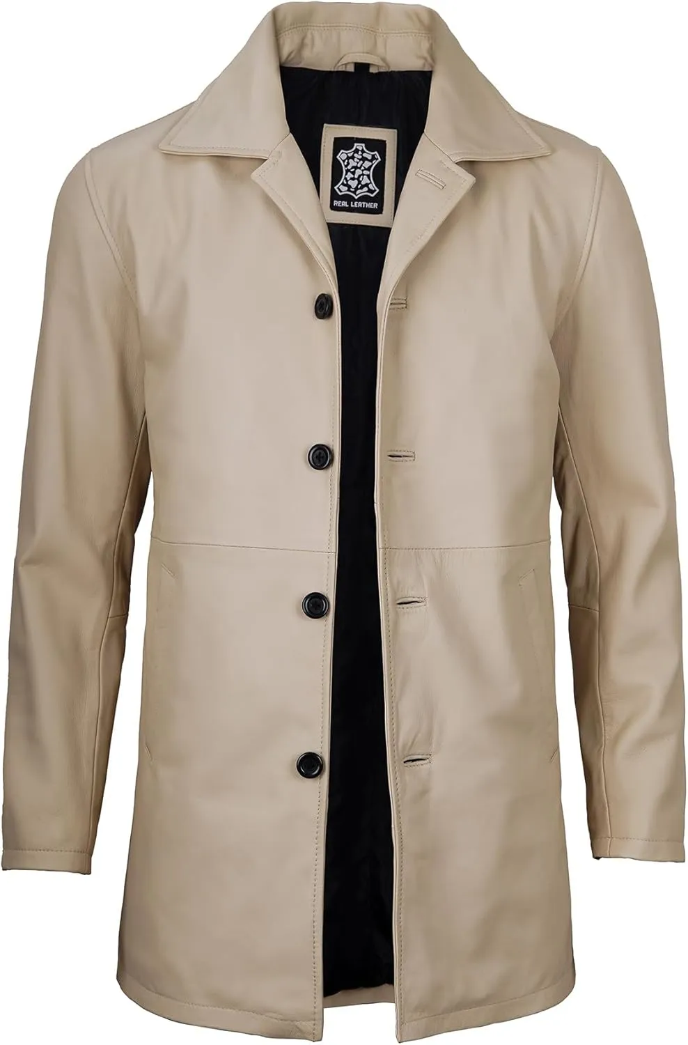 Decrum Leather Coat Men - Carcoat Style Winter Classic Long Real Leather Jackets For Men