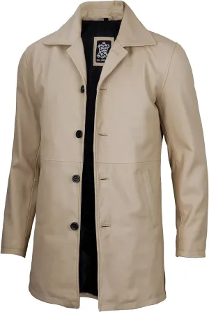 Decrum Leather Coat Men - Carcoat Style Winter Classic Long Real Leather Jackets For Men