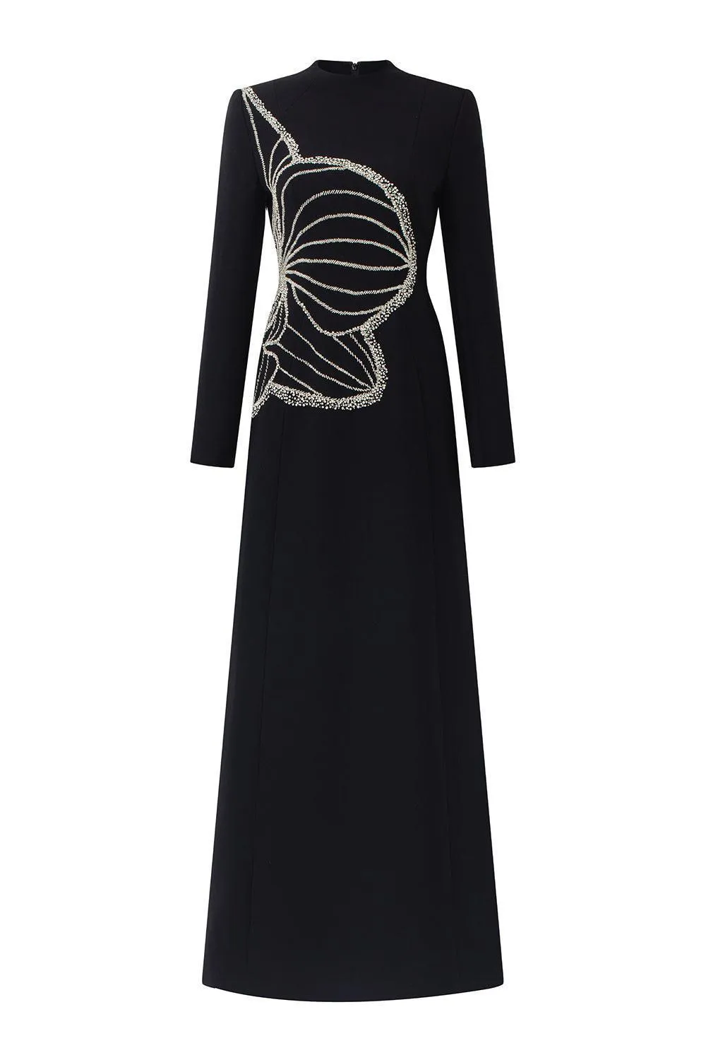 Distnx A-line Back Zipper Velvet Satin Maxi Dress