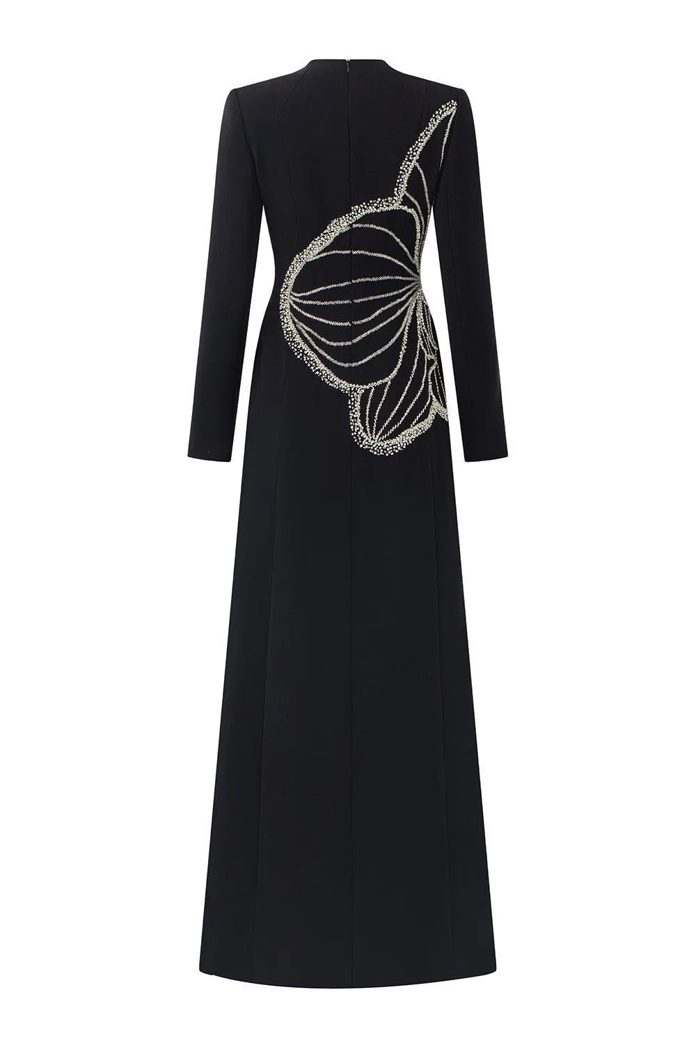 Distnx A-line Back Zipper Velvet Satin Maxi Dress