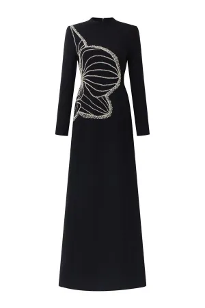 Distnx A-line Back Zipper Velvet Satin Maxi Dress