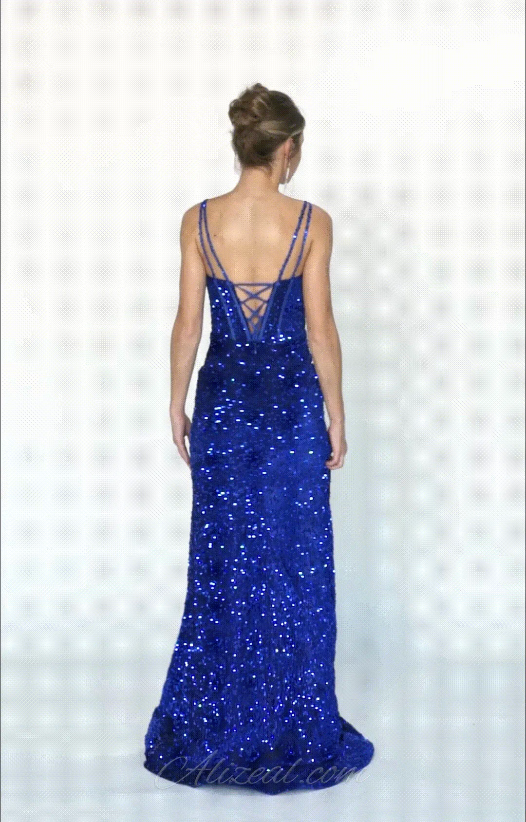 Double Spaghetti Straps Corset Styling High Slit Dresses