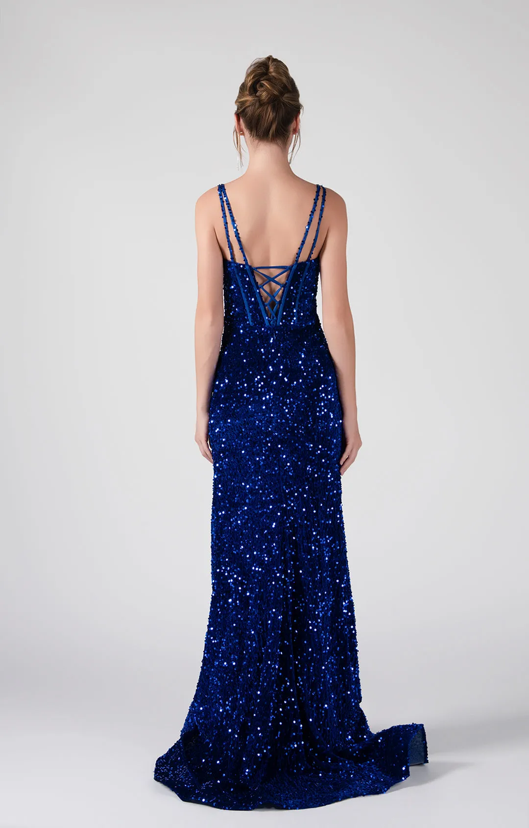Double Spaghetti Straps Corset Styling High Slit Dresses