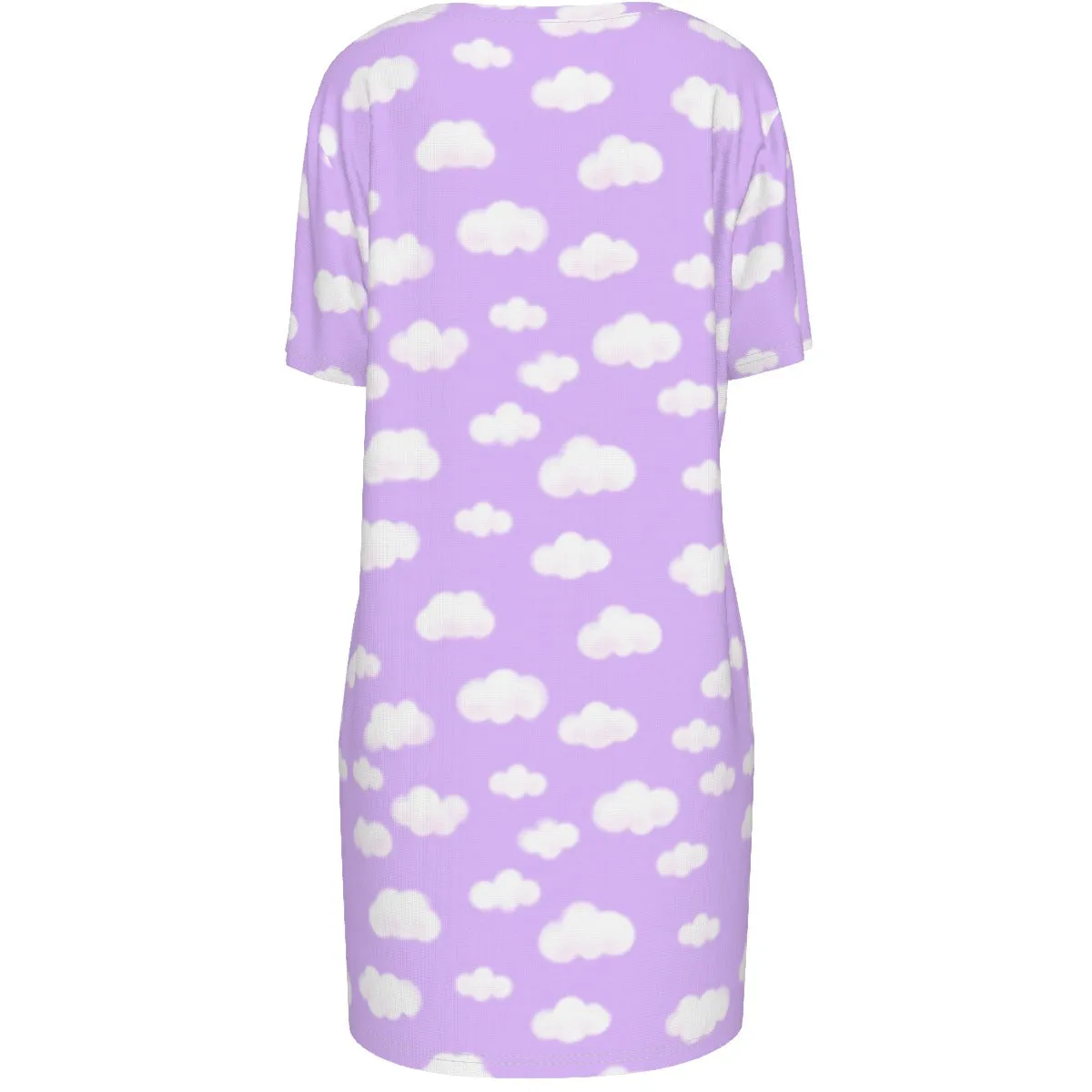 Dreamy Clouds Women's Cotton T-shirt Dress (Lilac)