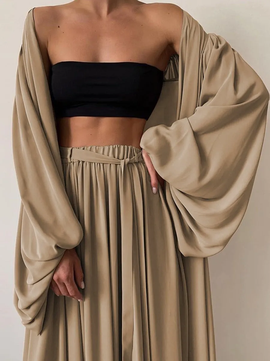 Elegant And Sexy Solid Color Three Piece Set