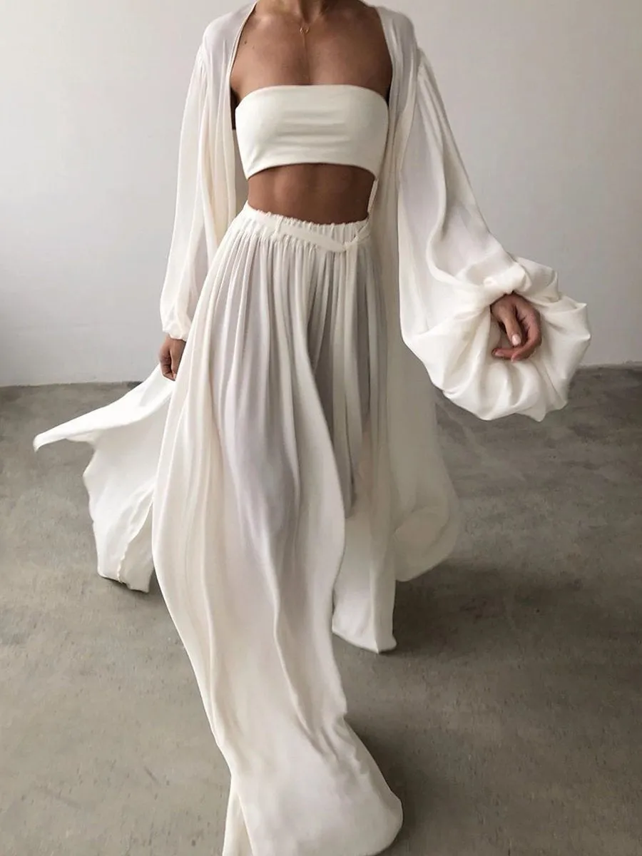 Elegant And Sexy Solid Color Three Piece Set