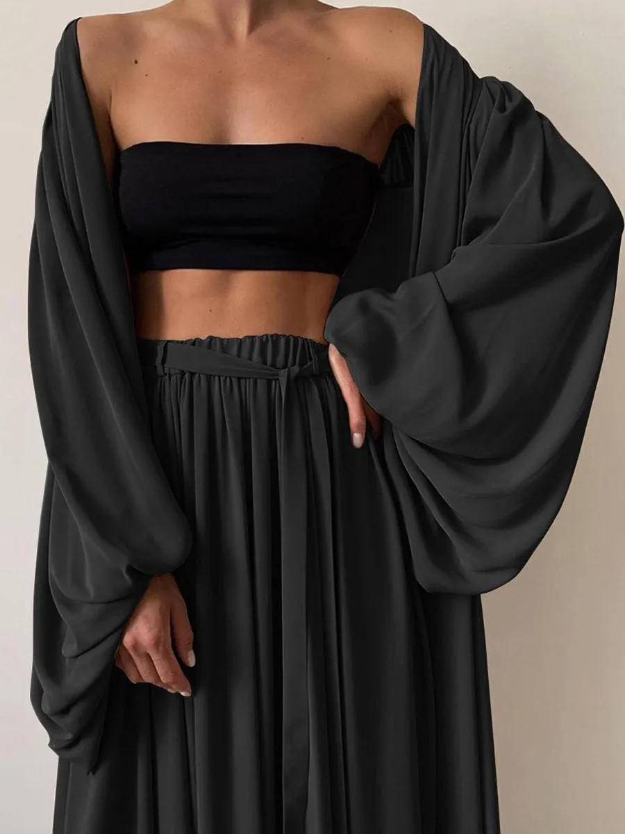 Elegant And Sexy Solid Color Three Piece Set