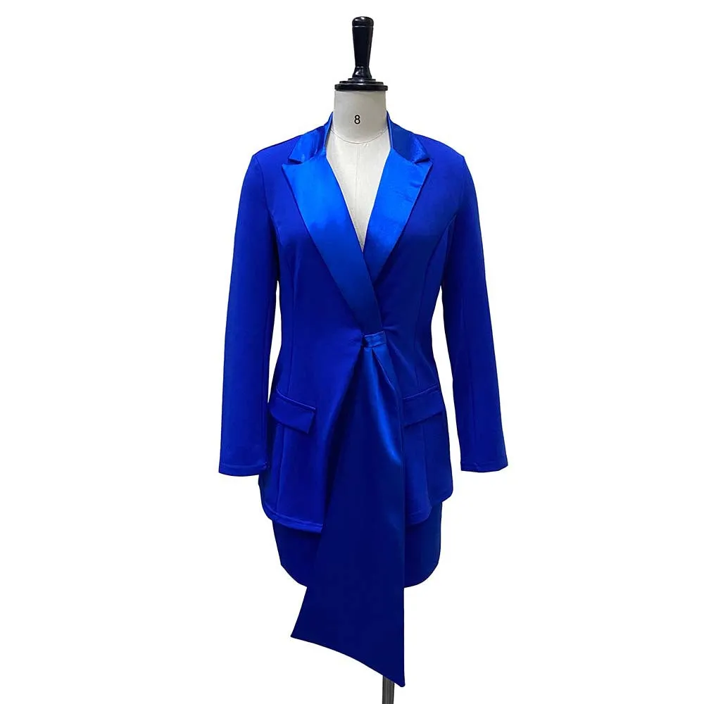 Elegant Commute Suit Set with Blazer and Midi Dress