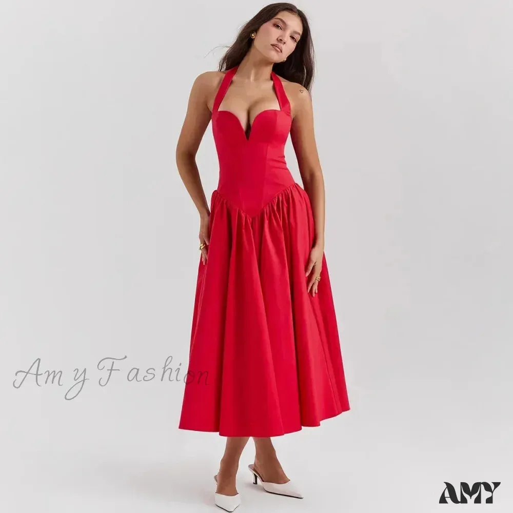 Elegant Fit and Flare Christmas Party Dress