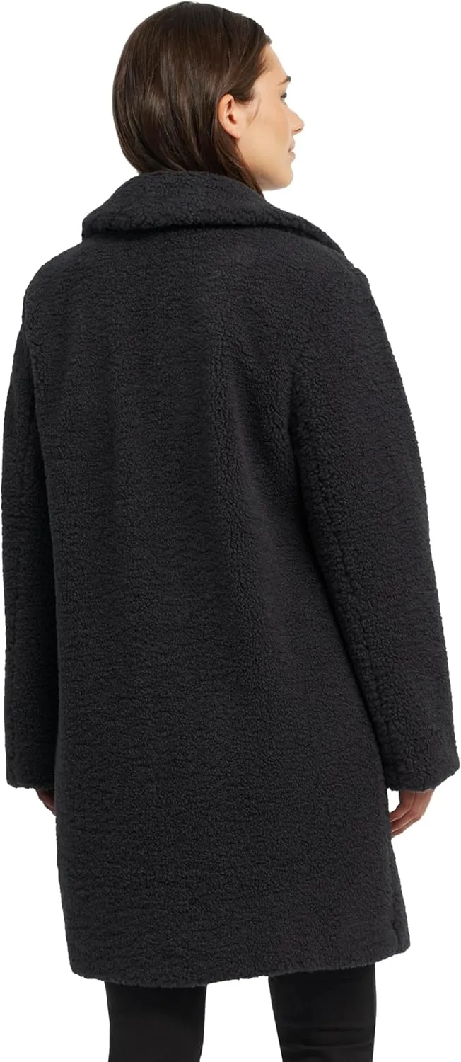 ELLEN TRACY Women's Fur Sherpa Jacket - Notch Collared Teddy Coat with Inseam Pockets - Plush Sherpa Jacket for Women (S-XL)