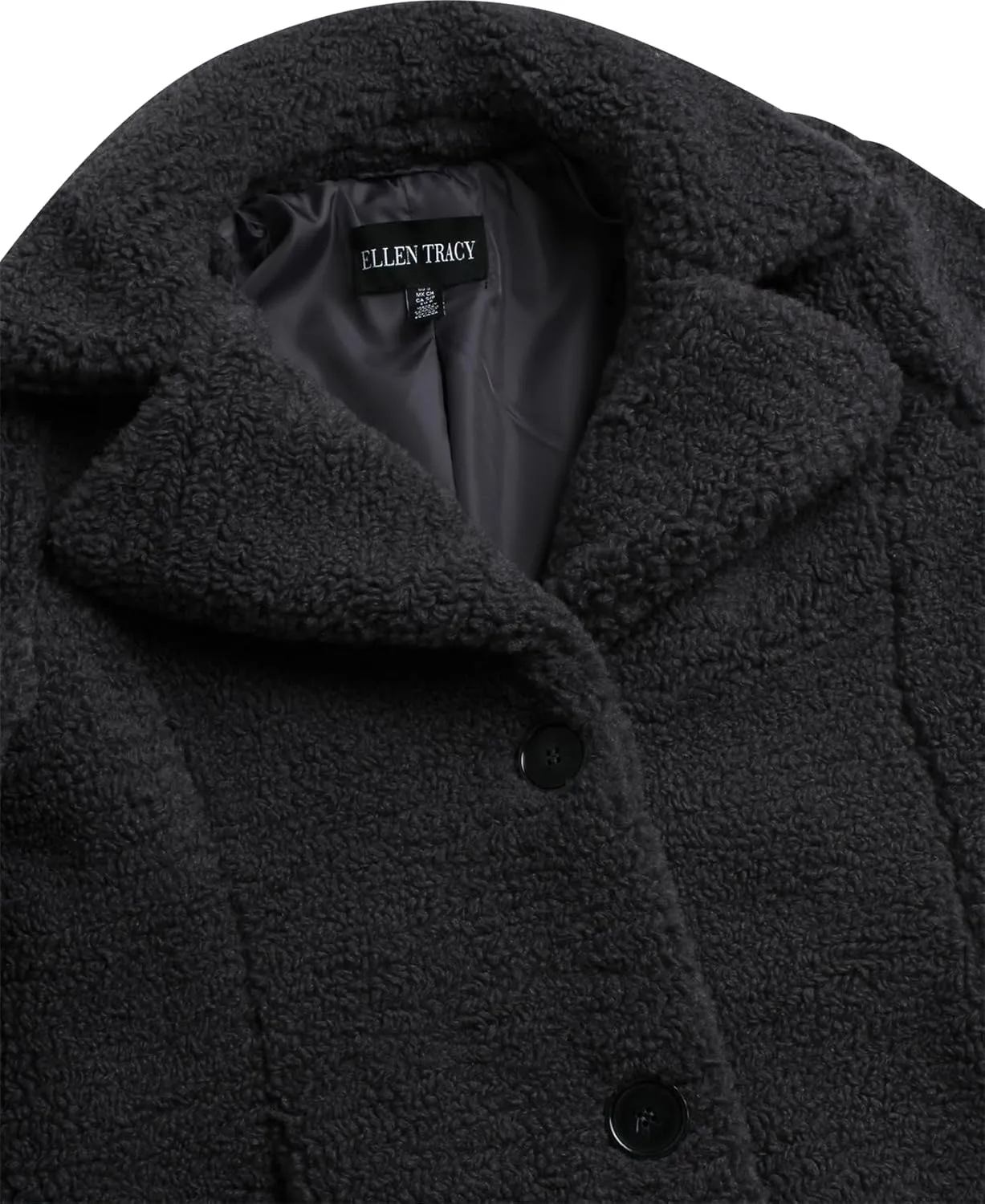 ELLEN TRACY Women's Fur Sherpa Jacket - Notch Collared Teddy Coat with Inseam Pockets - Plush Sherpa Jacket for Women (S-XL)
