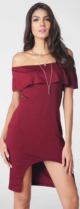 Fashion Sexy Off Shoulder Falbala Short Dress