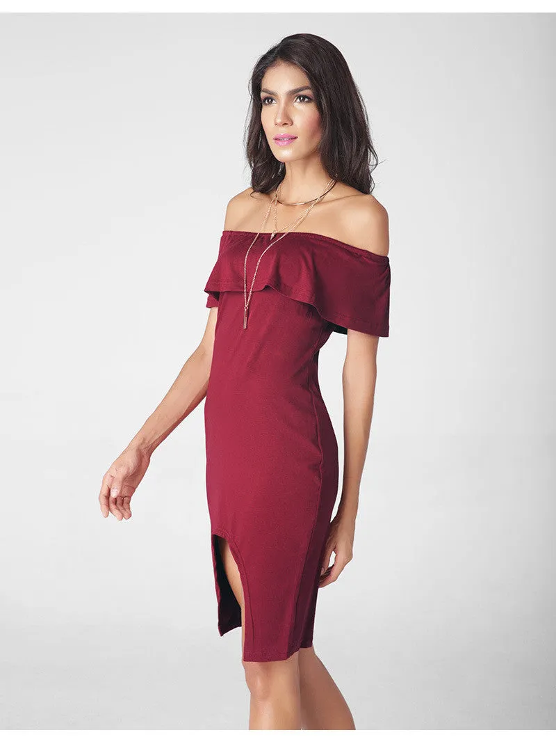 Fashion Sexy Off Shoulder Falbala Short Dress