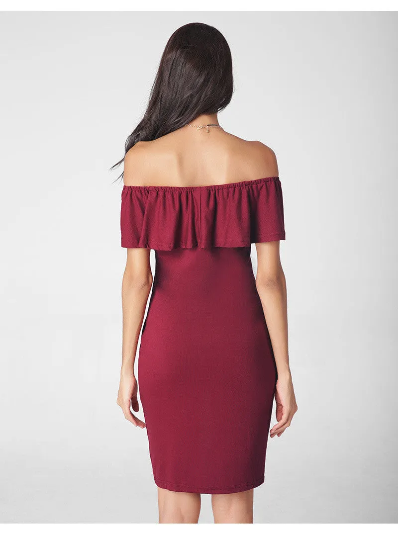Fashion Sexy Off Shoulder Falbala Short Dress