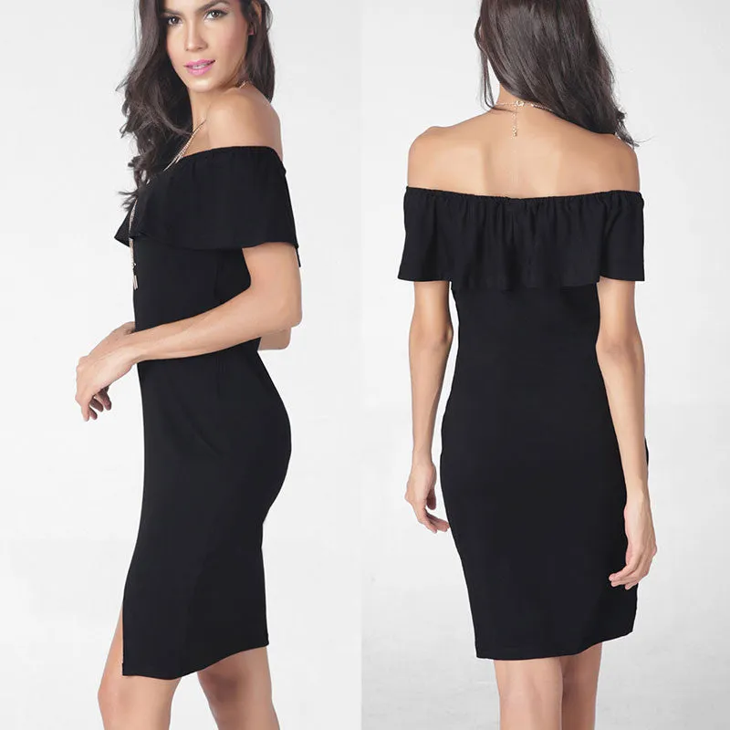 Fashion Sexy Off Shoulder Falbala Short Dress