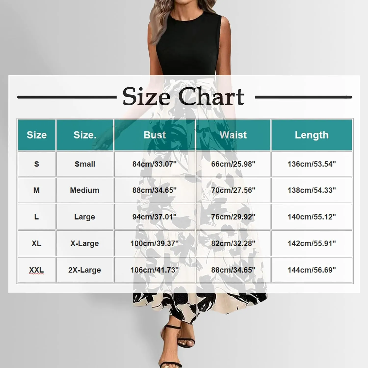 Finelylove Long Maxi Dresses for Women 2025 Boho Floral Tie Belted Patchwork Empire Waist Sleeveless Modest Flowy Dress
