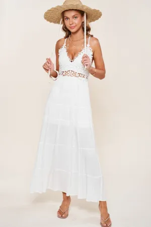 Floral Lace Bustier Maxi Dress