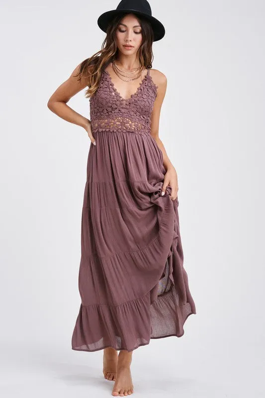 Floral Lace Bustier Maxi Dress