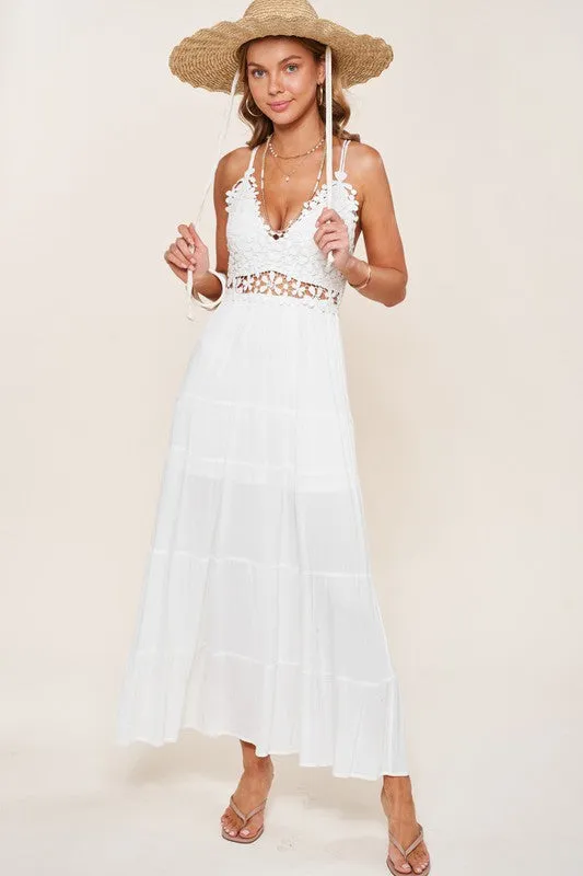 Floral Lace Bustier Maxi Dress