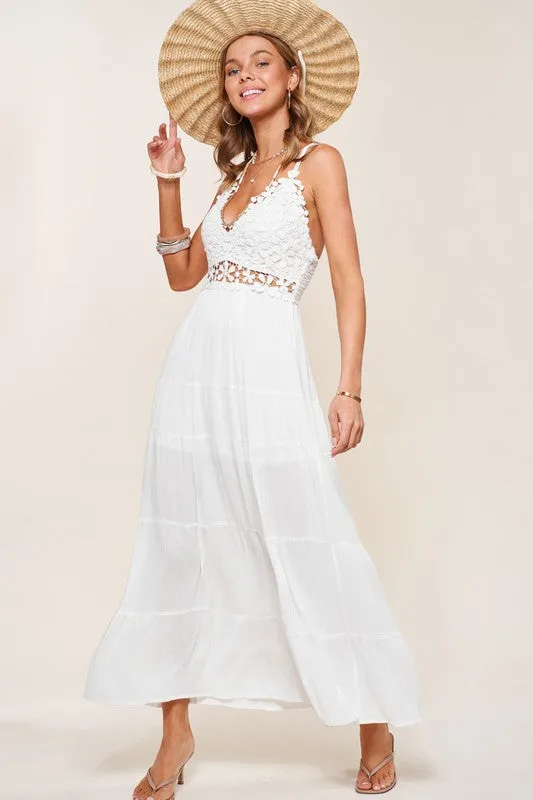 Floral Lace Bustier Maxi Dress