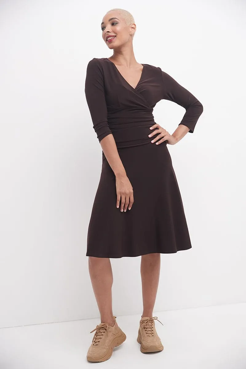 Form-fitting 3/4 Sleeve Dress with Ruching