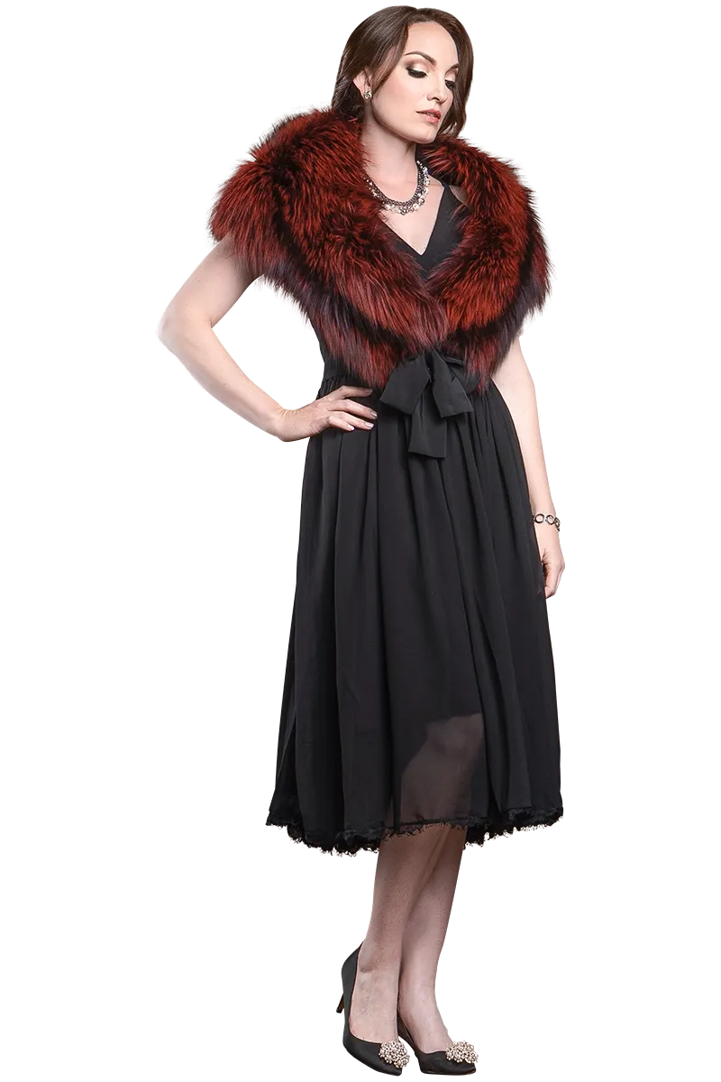 Fox Fur Stole - Matching Silk Ties