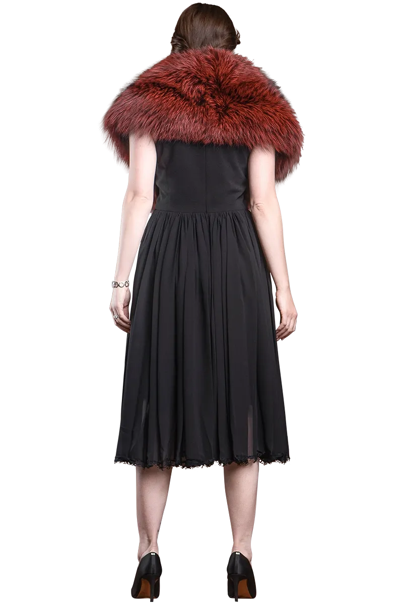 Fox Fur Stole - Matching Silk Ties