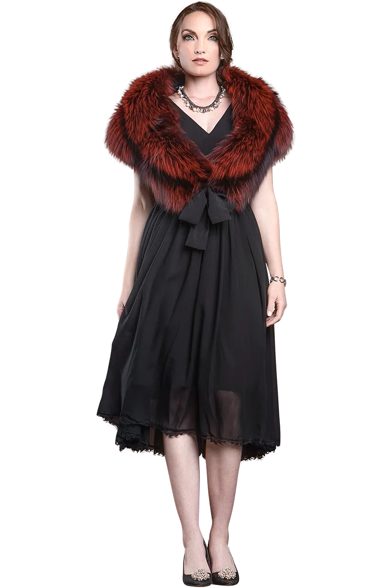 Fox Fur Stole - Matching Silk Ties