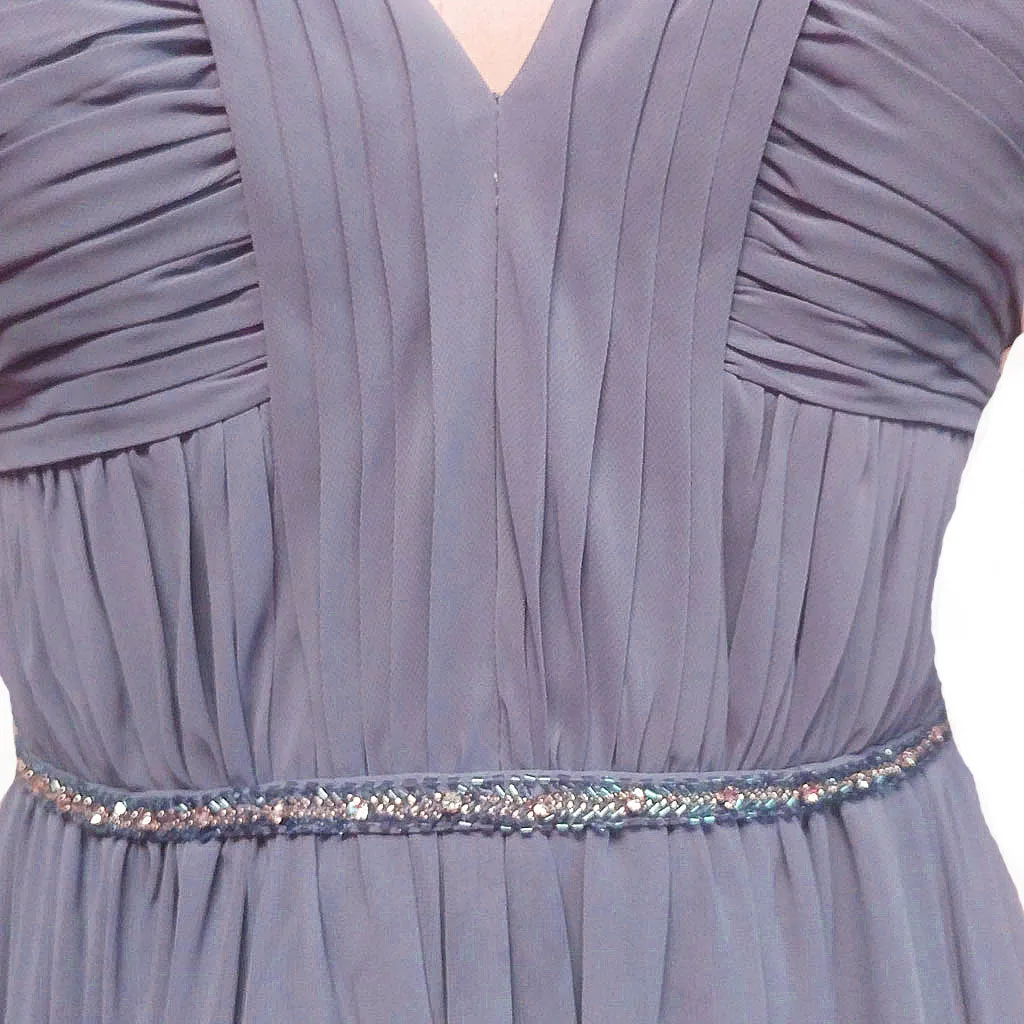 *FROM MY OWN PERSONAL COLLECTION - GORGEOUS BARI JAY SILVER SPARKLING RHINESTONES, PURPLE AND SILVER SHOT BEADED CHIFFON EVENING GOWN IN SPRING VIOLET