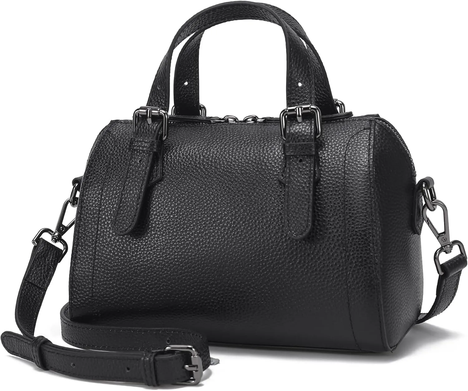 Genuine Cowhide Leather Boston Bag - Womens Lightweight Barrel Handbag