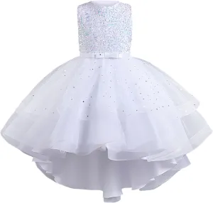 Girls Sequin Dress Sleeveless Special Occasion Kids Sequence Dresses Birthday Bridesmaid Gown for Wedding Party