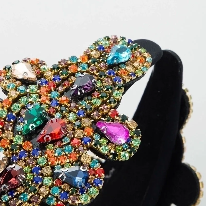 Glam Luxurious Geometric Cloth Inlay Rhinestones Hair Band