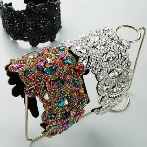 Glam Luxurious Geometric Cloth Inlay Rhinestones Hair Band