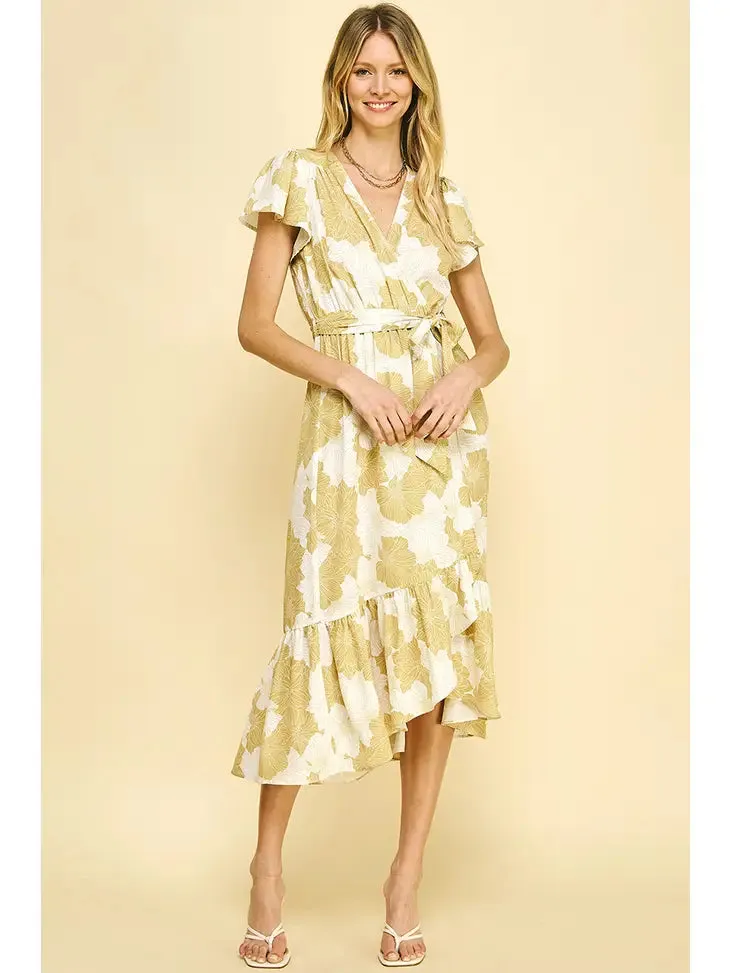 Golden Floral Wrap Dress for the Mamas