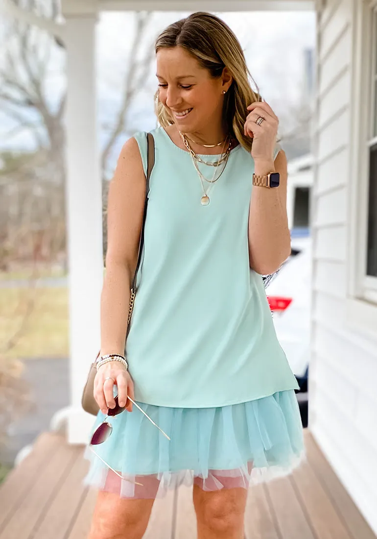 Gossamer Green LookbookStore Cocktail Dresses for Women Wedding Guest Tulle Dress Sleeveless Summer Shift Dresses Special Occasions