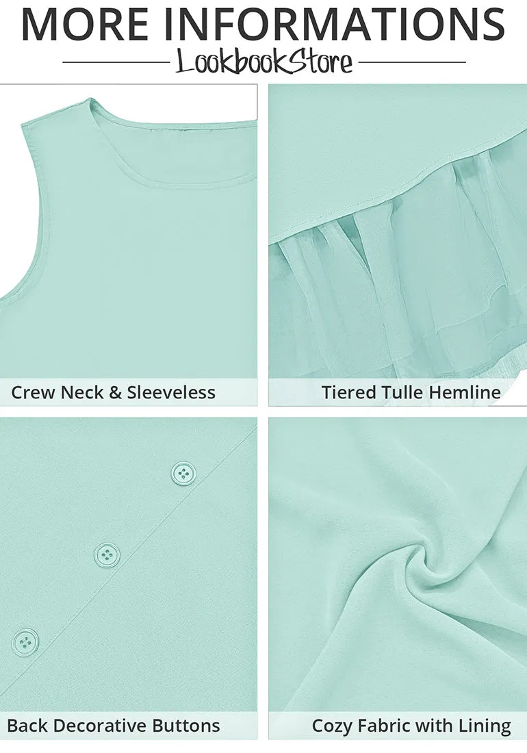 Gossamer Green LookbookStore Cocktail Dresses for Women Wedding Guest Tulle Dress Sleeveless Summer Shift Dresses Special Occasions