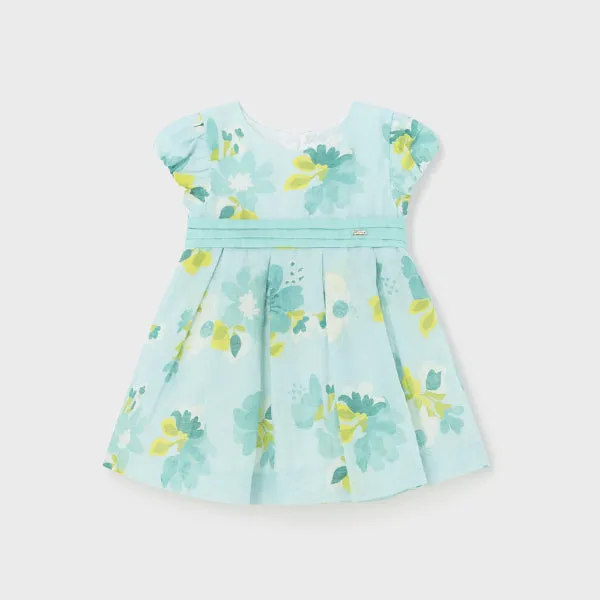 GREEN FLORAL PATTERN DRESS FOR BABY GIRLS