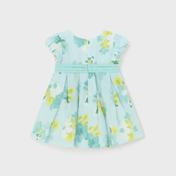 GREEN FLORAL PATTERN DRESS FOR BABY GIRLS
