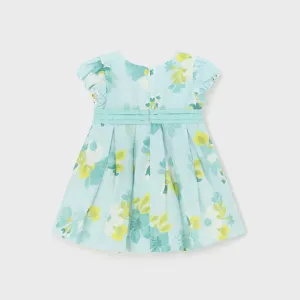 GREEN FLORAL PATTERN DRESS FOR BABY GIRLS