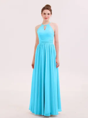 Halter Long Chiffon Dress of Bridesmaids Pool
