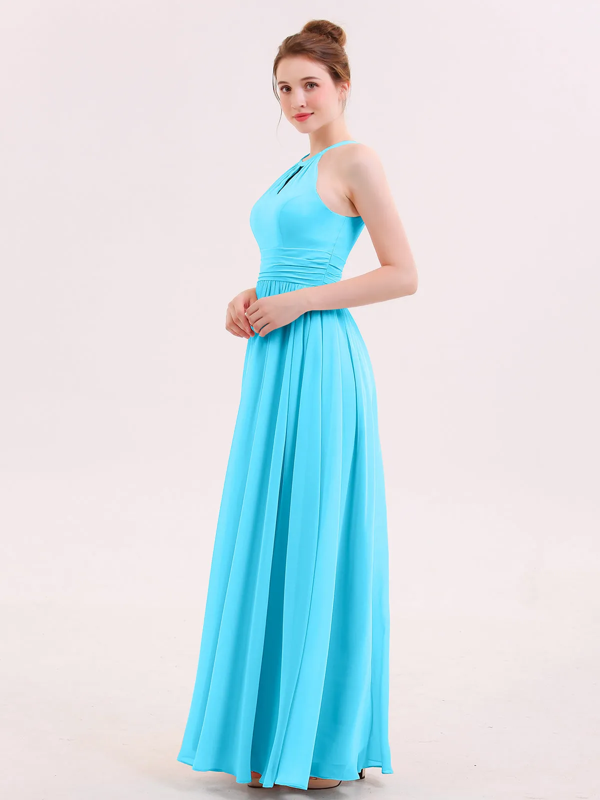 Halter Long Chiffon Dress of Bridesmaids Pool