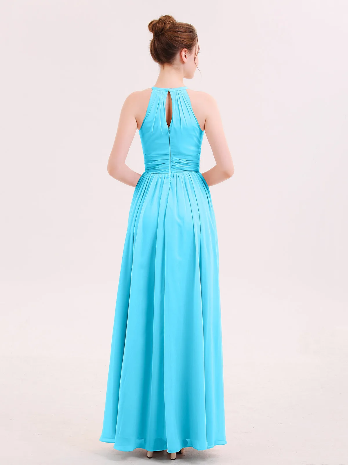 Halter Long Chiffon Dress of Bridesmaids Pool