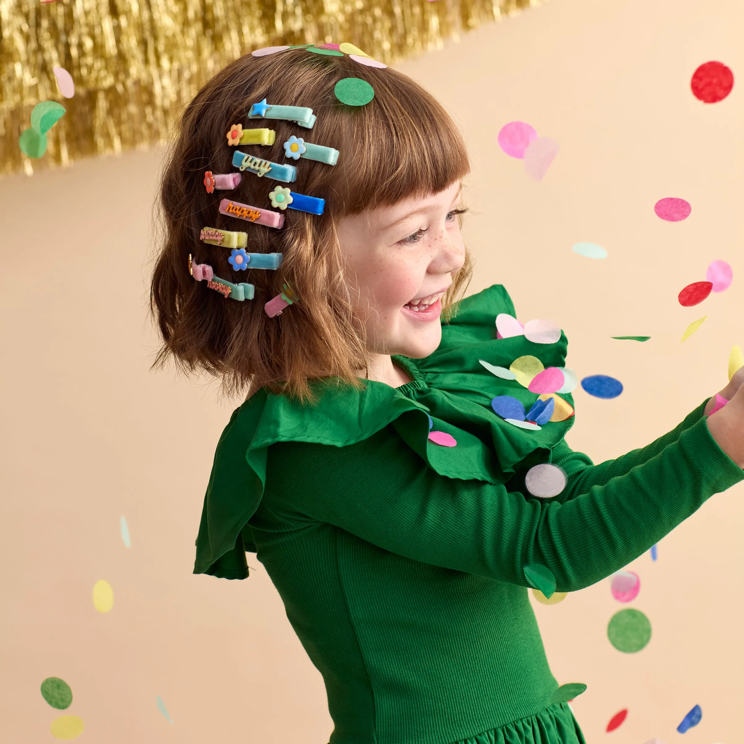 Happy Birthday Enamel Hair Clips (x 6)