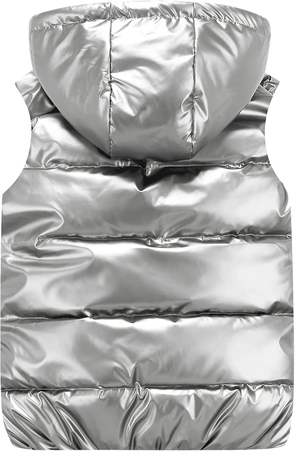 Happy Cherry Boys Shiny Quilted Vest, Teens Hooded Vest Zipper Sleeveless Jacket