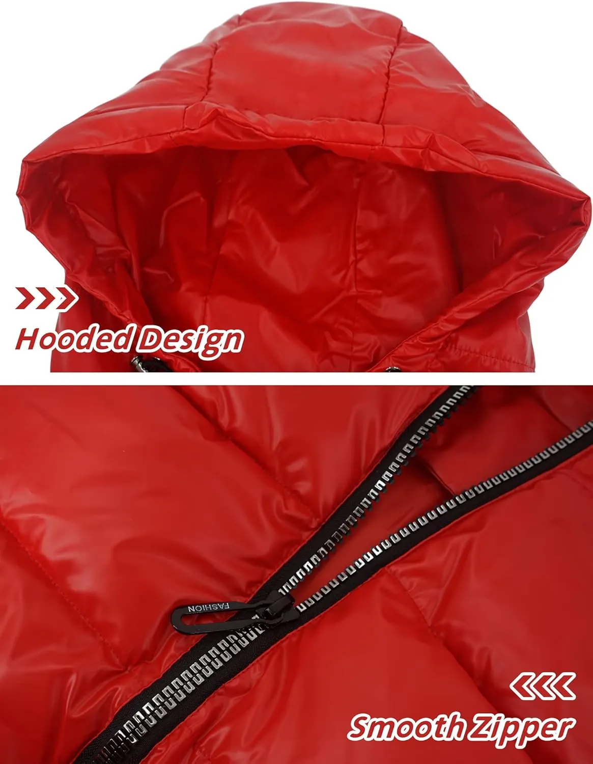 Happy Cherry Boys Shiny Quilted Vest, Teens Hooded Vest Zipper Sleeveless Jacket