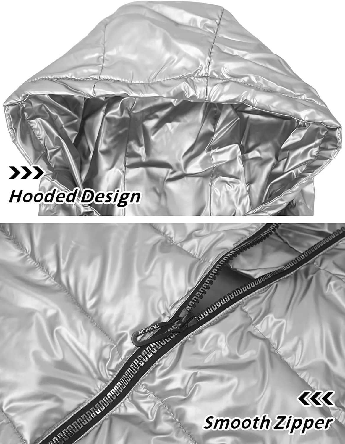Happy Cherry Boys Shiny Quilted Vest, Teens Hooded Vest Zipper Sleeveless Jacket