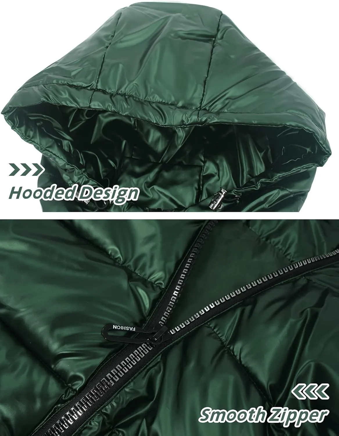 Happy Cherry Boys Shiny Quilted Vest, Teens Hooded Vest Zipper Sleeveless Jacket
