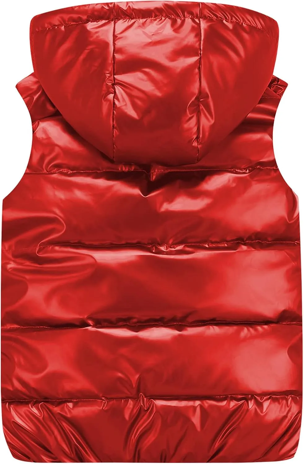 Happy Cherry Boys Shiny Quilted Vest, Teens Hooded Vest Zipper Sleeveless Jacket