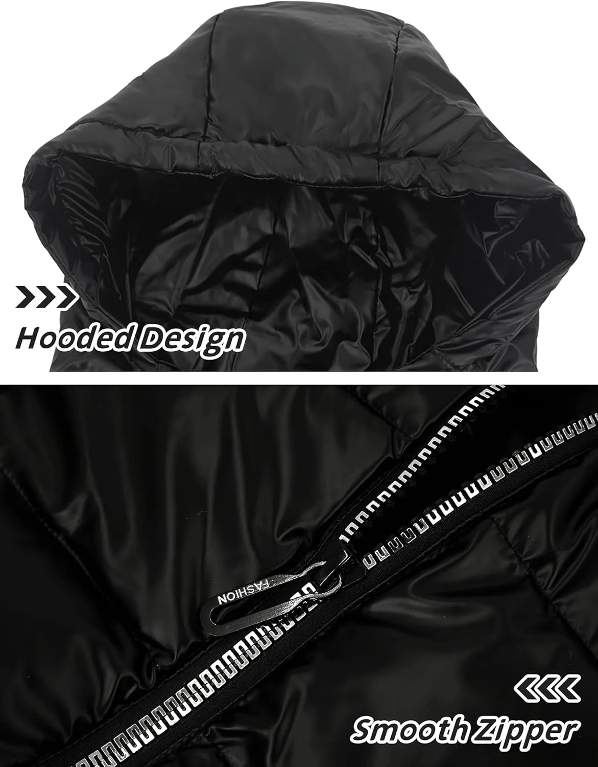 Happy Cherry Boys Shiny Quilted Vest, Teens Hooded Vest Zipper Sleeveless Jacket