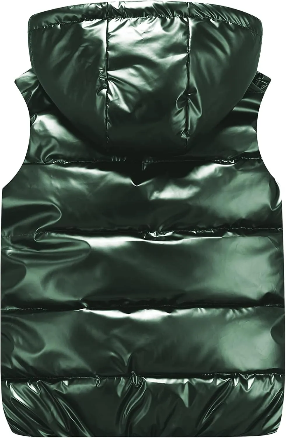 Happy Cherry Boys Shiny Quilted Vest, Teens Hooded Vest Zipper Sleeveless Jacket